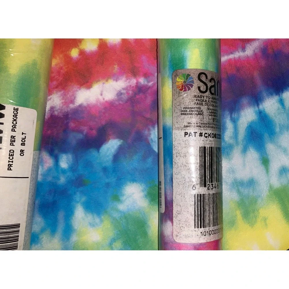 Retro Tie-Dye Rainbow Wave Vinyl Wallpaper Border - 4+ Rolls Vintage NOS